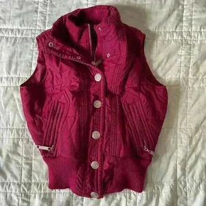 Y2k gorpcore boho puffer vest maurices small granola girl zip up snaps mock neck